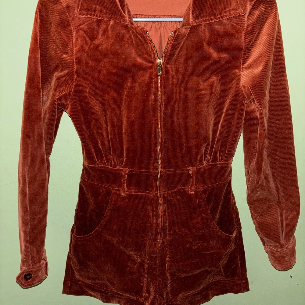 Vintage Rust Velvet Romper